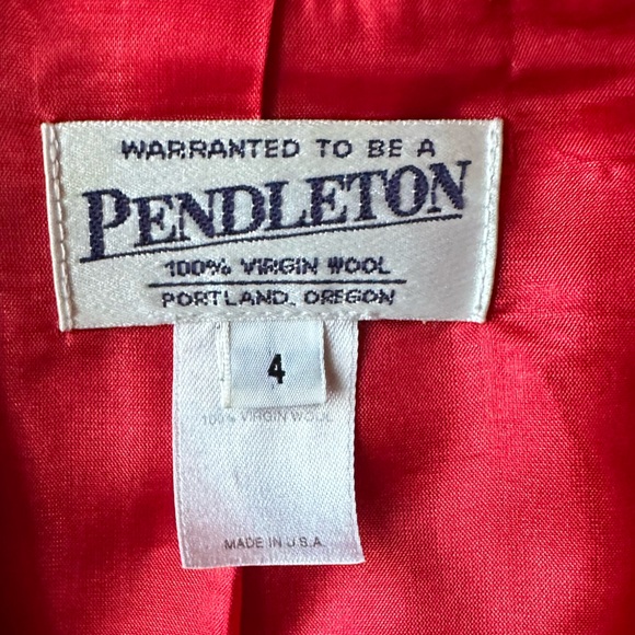 Vintage Pendleton Red Double Breasted Wool Blazer Gold Buttons Sz 4 - Picture 3 of 7